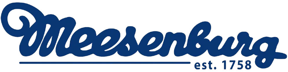 Blaues Logo mit weißem Schriftzug „Meesenburg“ und einem stilisierten Symbol.