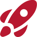 Rotes Symbol einer fliegenden Weltraumrakete