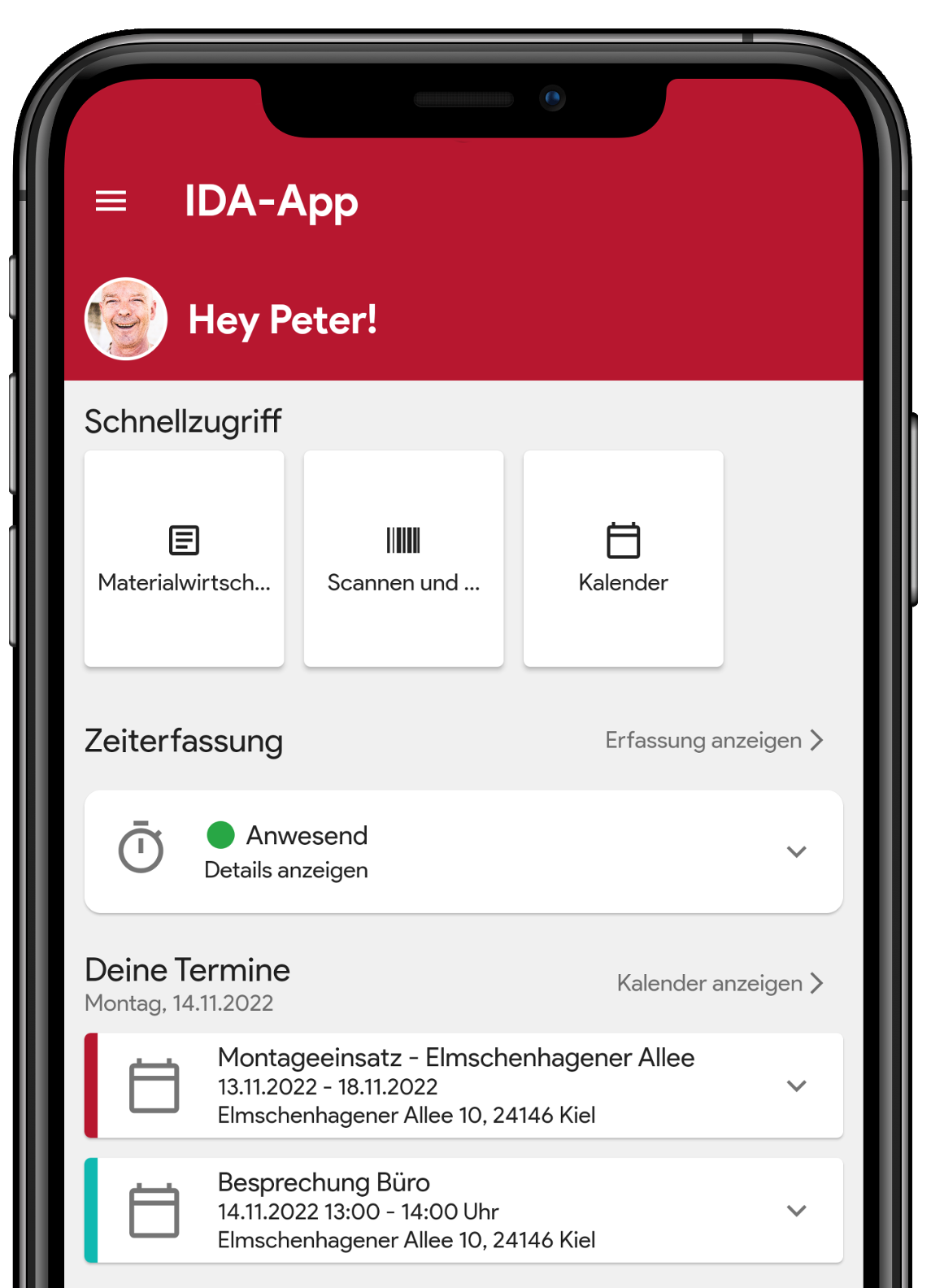 IDA-App on Smartphone